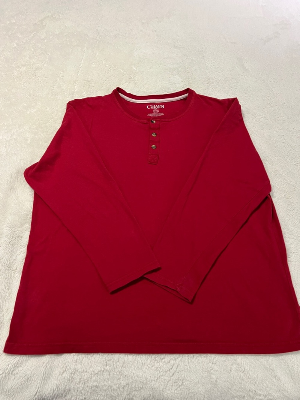Men’s Chaps Red Long-Sleeve Henley Shirt